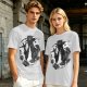 Olive T-Shirt With Western Gunslinger Crow And Roses Graphic