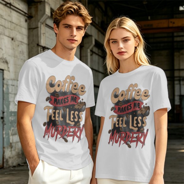 Coffee Makes Me Feel Less Murdery Graphic Olive T-Shirt