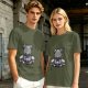 Olive T-shirt with Angry Koala Holding a Small Toy Print