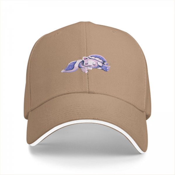 Black baseball cap with a sleeping cute cat graphic