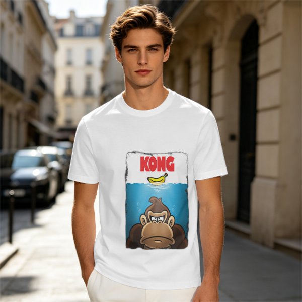 Olive T-Shirt With Cartoon Kong Banana Water Print
