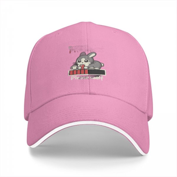 Black Baseball Cap With Cute Bunny Please Wait Loading Graphic