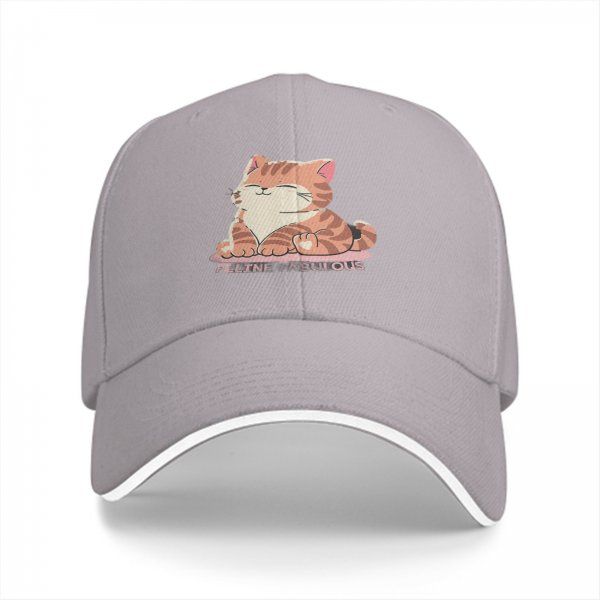 Black Baseball Cap with Cute Orange Tabby Cat Feline Fabulous Print