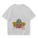Olive green Christmas beer graphic t-shirt with 'FOR A BEER!' text