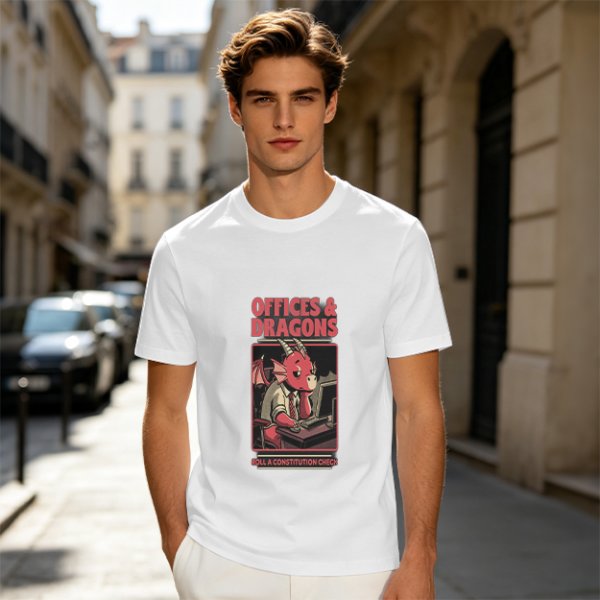 Offices & Dragons T-Shirt with Bored Office Dragon Art