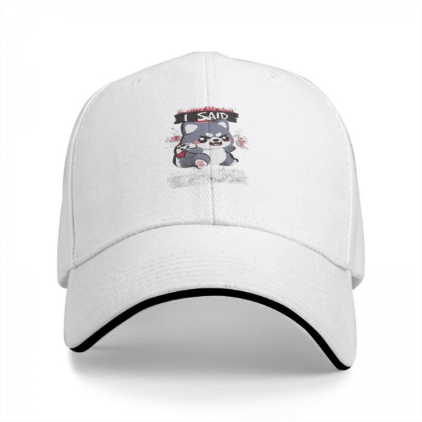 Black baseball cap with angry cartoon wolf graphic and I SAID text