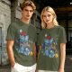 Olive T-Shirt With Fantasy Dice Castle Graphic Design