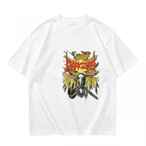 Olive graphic t-shirt with Dark Souls metal-style print