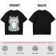 Olive T-shirt with Grumpy Fluffy Gray Cat Graphic Print