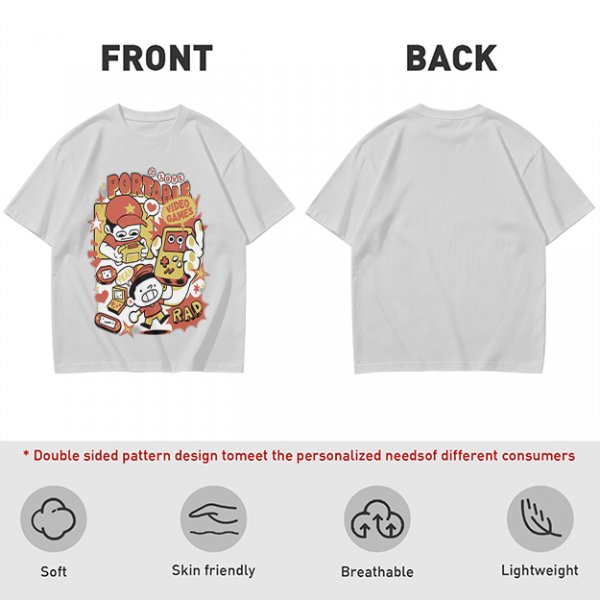 Olive T-Shirt With Retro Portable Video Games Cartoon Print