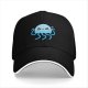 Black Baseball Cap With Cute Kawaii Light Blue Jellyfish Print