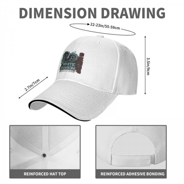 Black baseball cap with White Dragon neon style graphic print