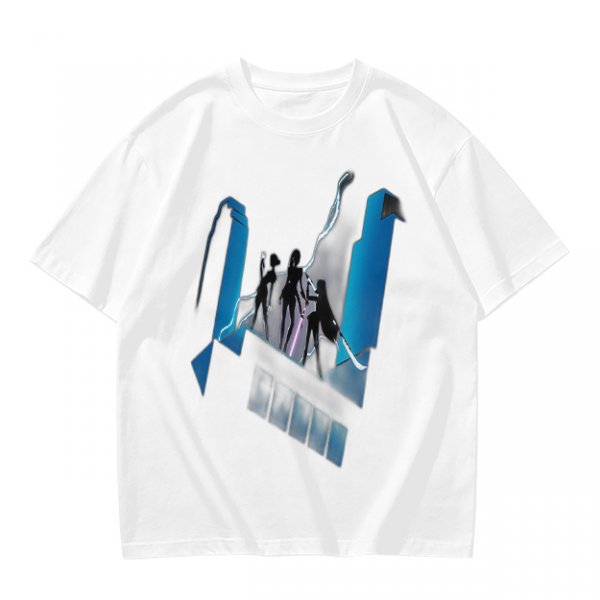 Olive Graphic T-Shirt With Futuristic Silhouette Figures Print
