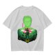 Olive Anime T-Shirt With Samurai Warrior Silhouette Art