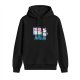 Black Hoodie With Cute Painting Cat Art Print Design