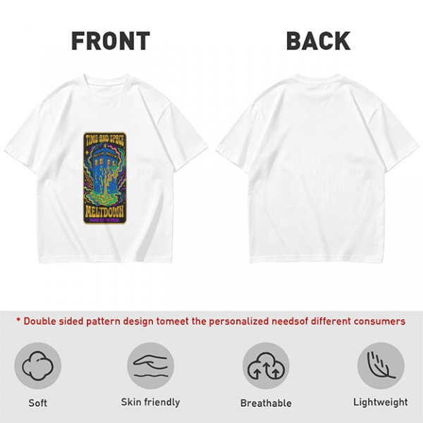 Olive T-Shirt with Psychedelic Time and Space Meltdown Tardis Art