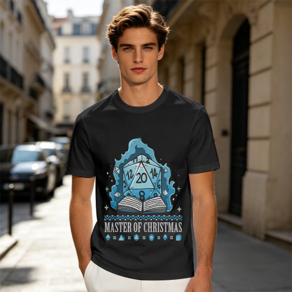 Master of Christmas D20 Dice T-Shirt for RPG Fans