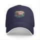 Black baseball cap with forest spirit creature graphic print