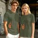 Olive Green T-Shirt with Lute and Botanical Graphic Print