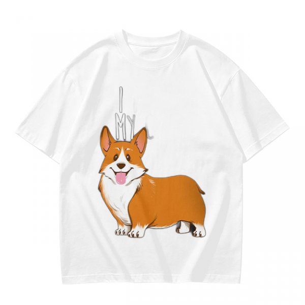 Olive Green T-Shirt With I Love My Corgi Graphic Print