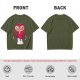 Olive Green T-Shirt With Creepy Cartoon Girl Print