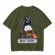 Olive T-shirt with Pingu Penguin 'Noot Today' Graphic Print
