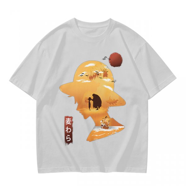 Anime Straw Hat Silhouette Graphic T-Shirt