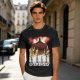 Olive T-Shirt With Anime Characters Crossing Burning Street Print