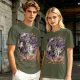 Olive T-Shirt Featuring Fantasy Wizard Card Artwork