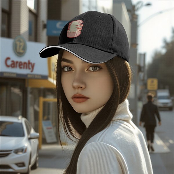 Black Baseball Cap With Cute Dinosaur In Ramen Bowl Graphic