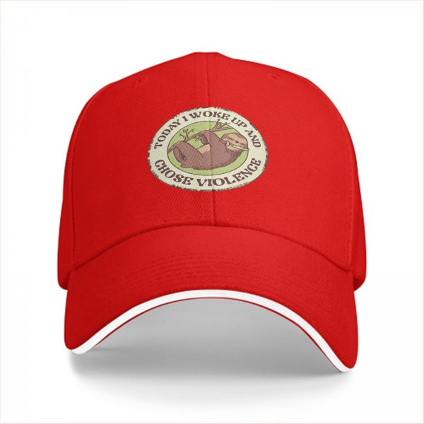 Black Baseball Cap With Sloth 'Today I Woke Up And Chose Violence' Print