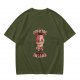 Olive Graphic T-Shirt With Insane Cat Illustration And Text