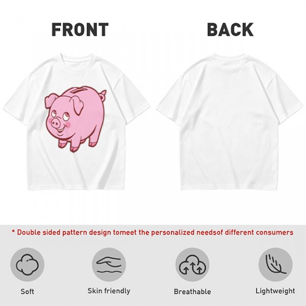Olive Green T-Shirt With Cute Pink Piggy Bank Graphic Print