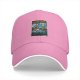 Black baseball cap with Stranger & Hobbs Upside Down Adventures graphic print
