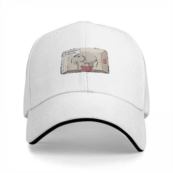 Black Baseball Cap With Elephant In Box Graphic Print