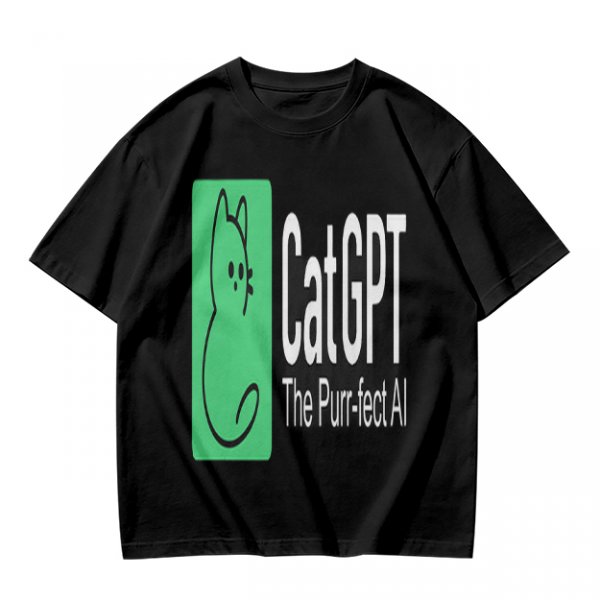 Olive Green CatGPT The Purr-fect AI Graphic T-Shirt