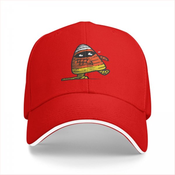 Black Baseball Cap with Mummy Candy Corn Halloween Graphic