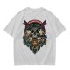 Olive Green Swordsman Skull Graphic Short Sleeve T-Shirt