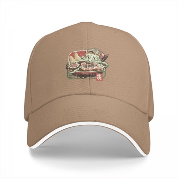 Black Baseball Cap With Octopus Ramen Art Print