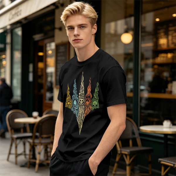 Magic The Gathering Five Mana Symbols Graphic T-Shirt