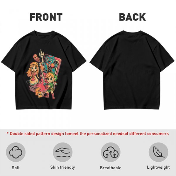 Olive t-shirt with The Legend of Zelda retro game characters print