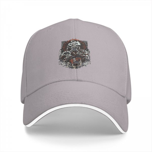 Black Baseball Cap With Dark Fantasy Graphic Print