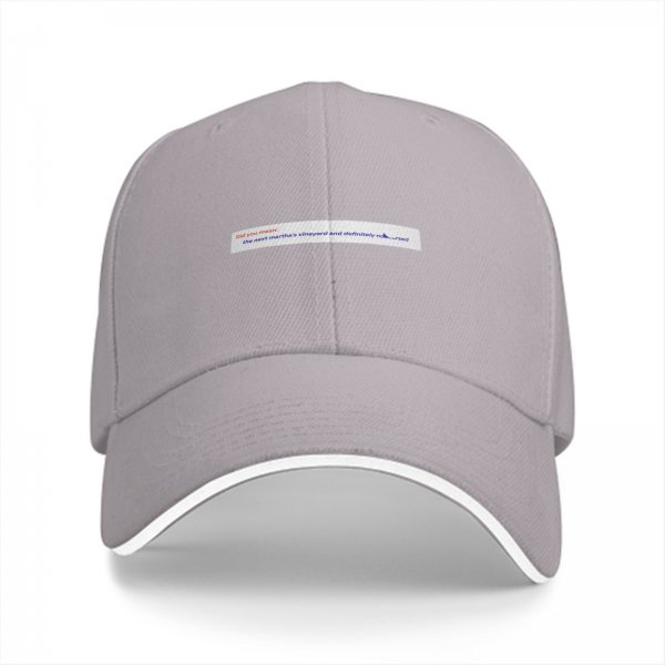 Black baseball cap with small text graphic on front panel