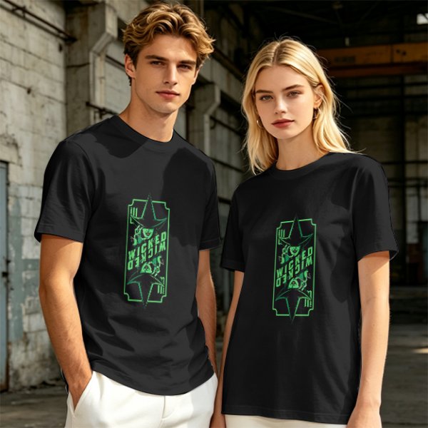 Olive Green T-Shirt With Wicked Witch Graphic Print