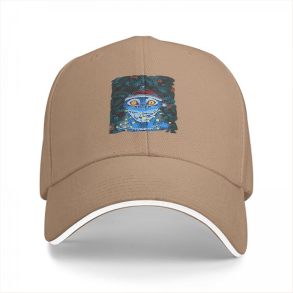 Black Baseball Cap With Christmas Cheshire Cat Print