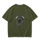 Oversized Olive T-Shirt With 'Call Me Antisocial' Bear Graphic