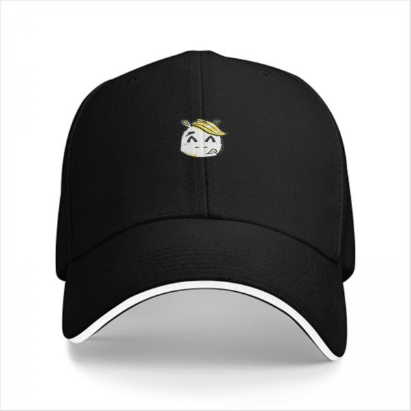 Black Baseball Cap With Cute Cartoon Character Emblem