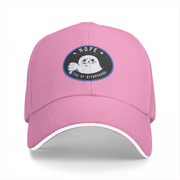 Black Baseball Cap With Nope Seal Of Disapproval Graphic