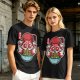 Olive t-shirt with cute kitsune fox eating ramen graphic