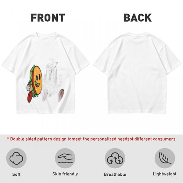 Olive T-Shirt With Cartoon Running Hamburger Character Print